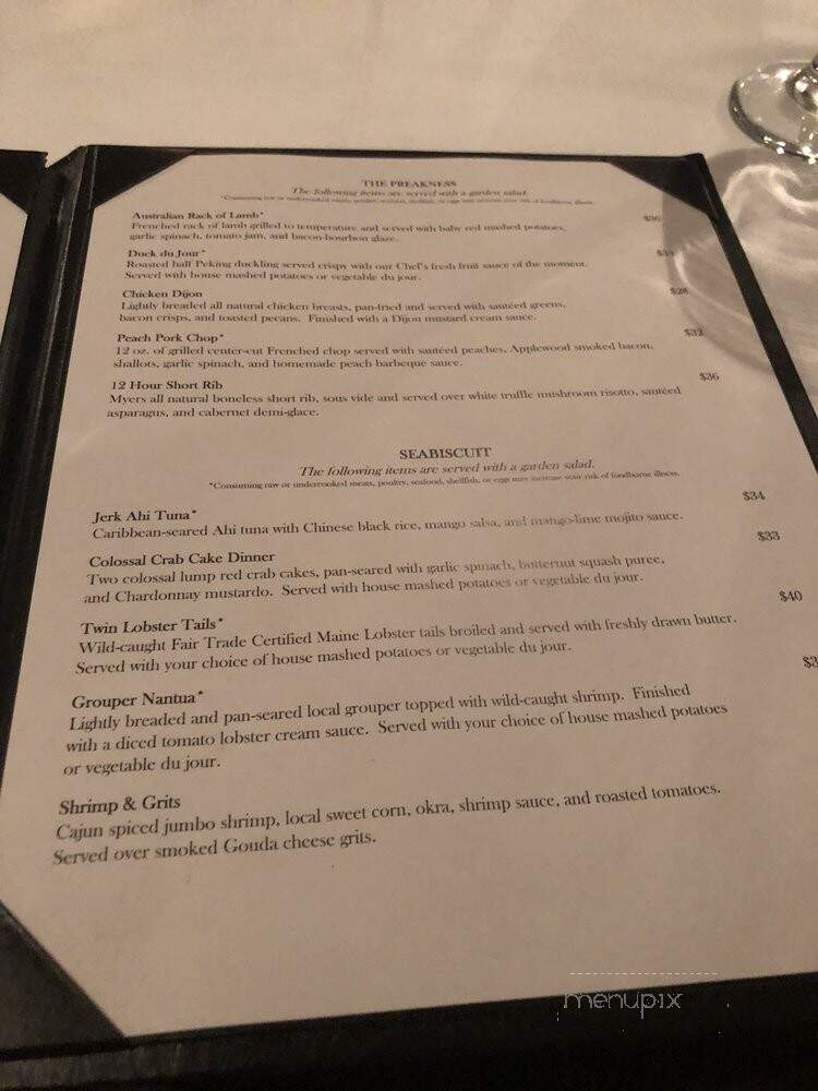 Thoroughbreds Restaurant - Myrtle Beach, SC menu_pic