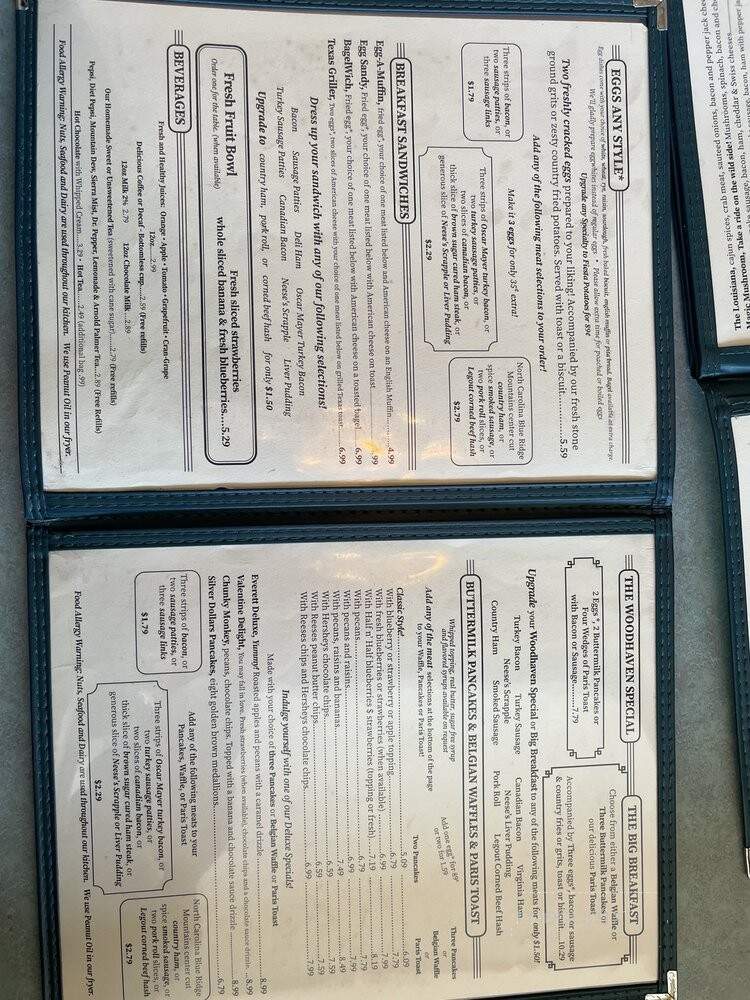 Woodhaven Pancake & Restaurant - Myrtle Beach, SC menu_pic