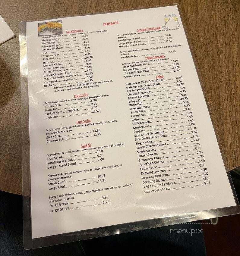 Zorba Lounge - Greenville, SC menu_pic