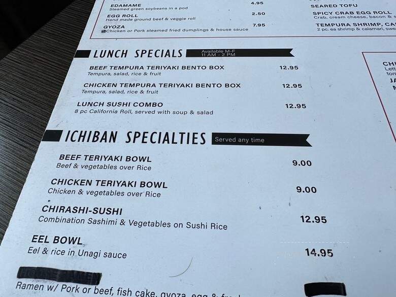 Ichiban - Rapid City, SD menu_pic