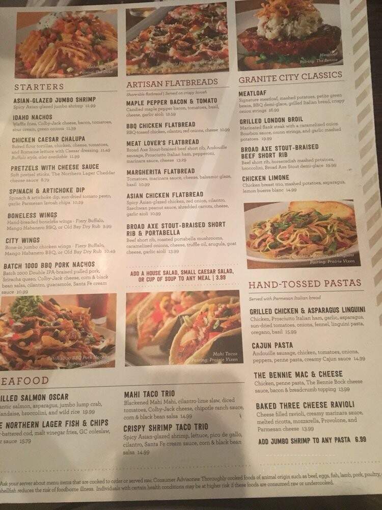 Granite City Food & Brewery Sioux Falls Menu Menu of Granite City Food & Brewery in Sioux Falls, SD 57106