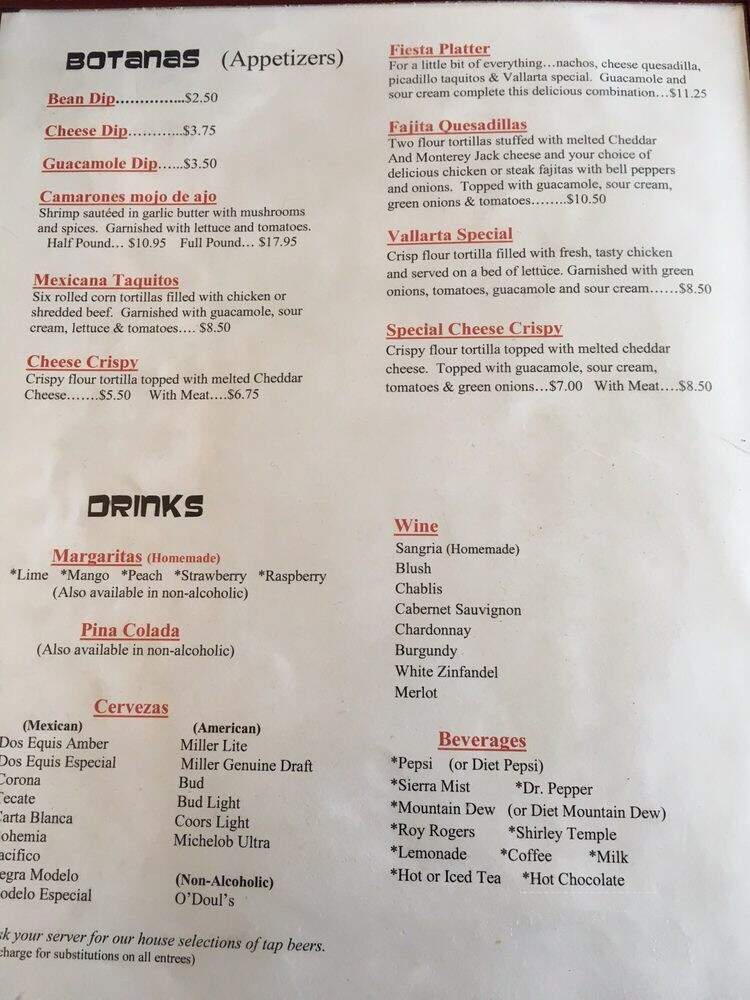 Puerto Vallarta Restaurant - Sioux Falls, SD menu_pic