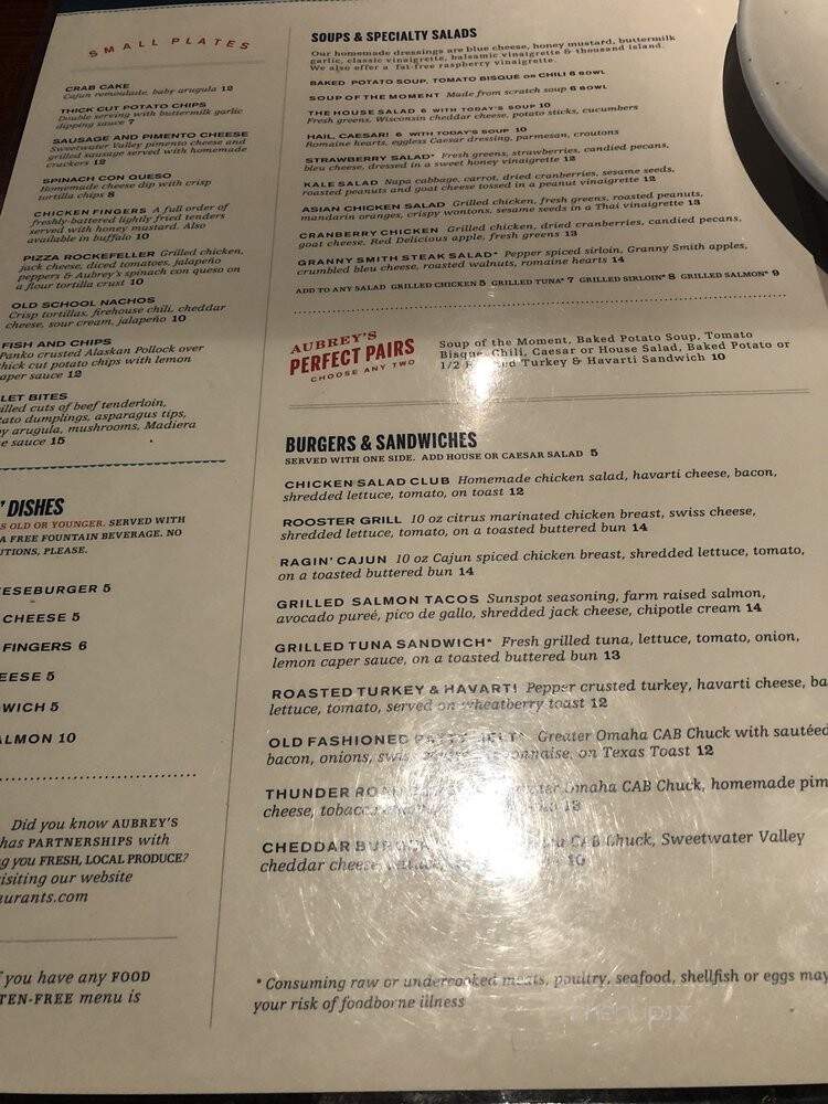 Aubrey's Restaurant - Lenoir City, TN menu_pic