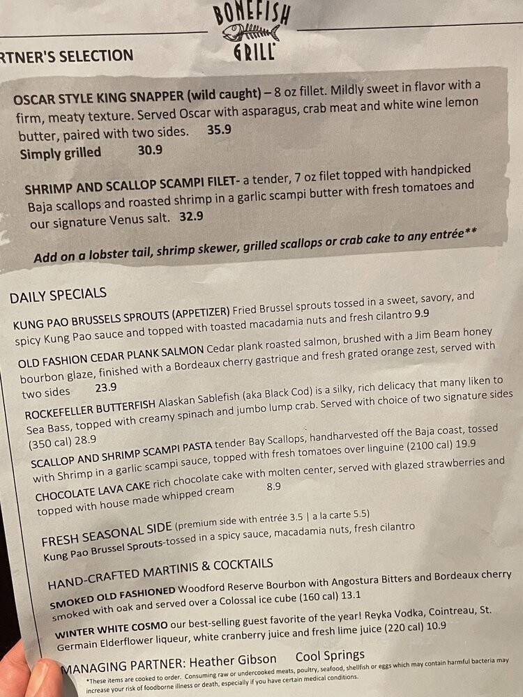 Bonefish Grill - Franklin, TN menu_pic