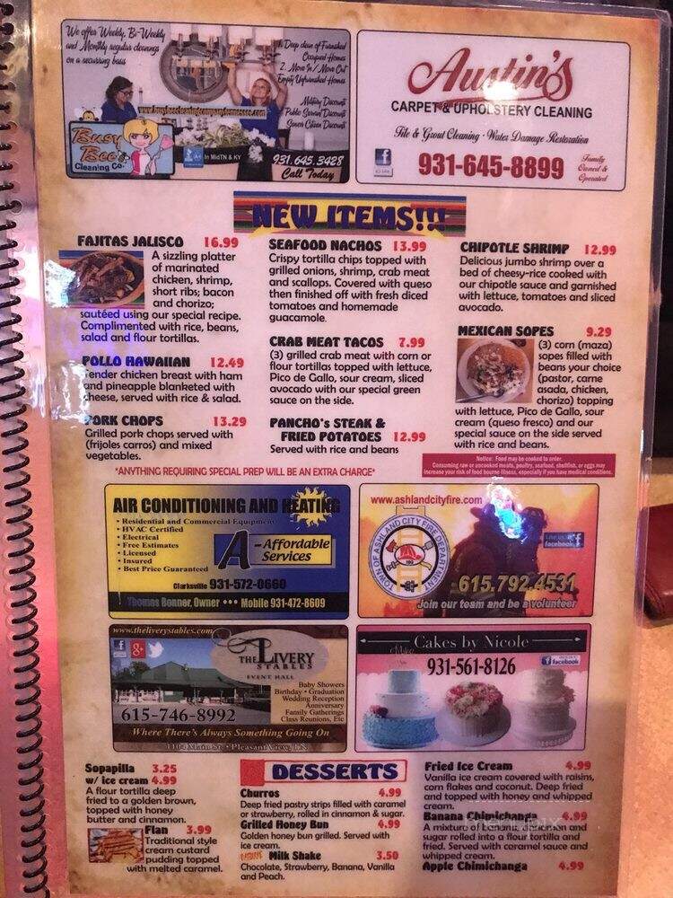 Don Pancho Mexican Restaurant - Clarksville, TN menu_pic