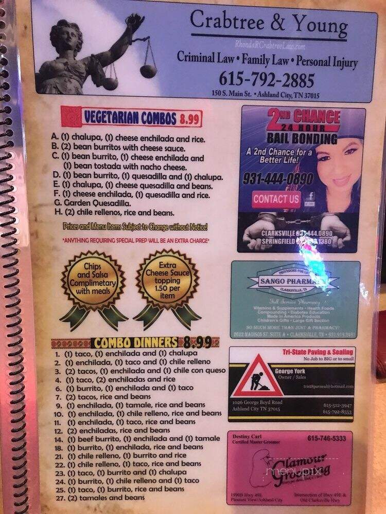 Don Pancho Mexican Restaurant - Clarksville, TN menu_pic