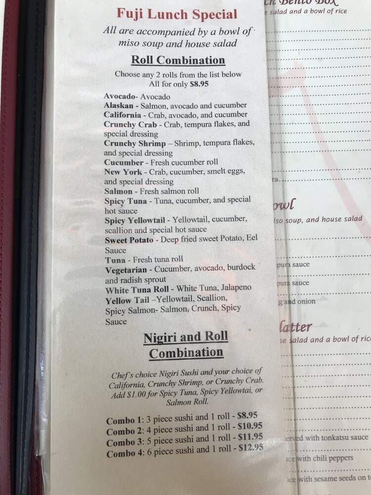 Fuji II Japanese Restaurant - Brentwood, TN menu_pic