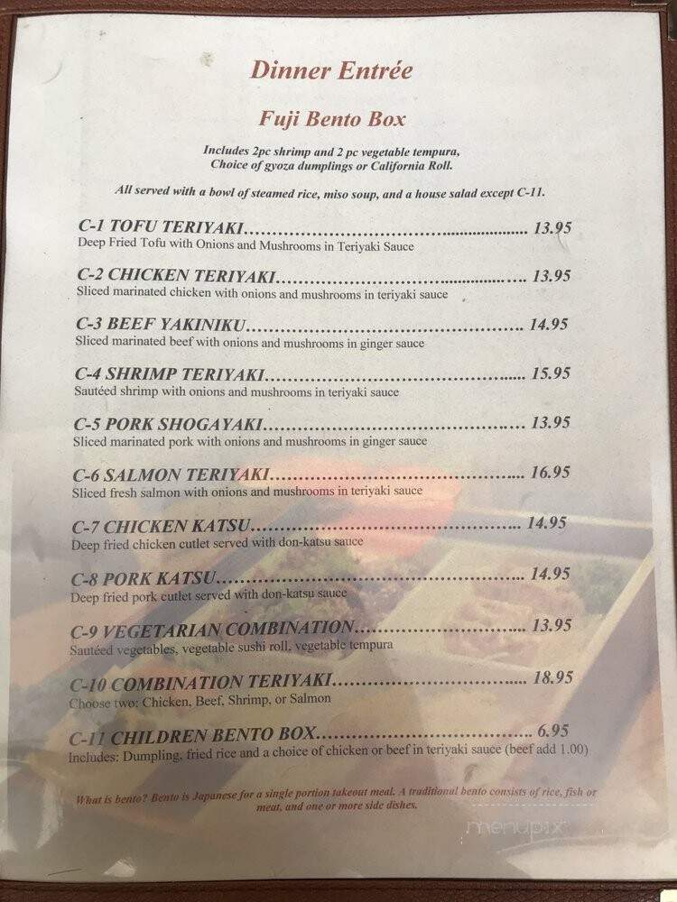 Fuji II Japanese Restaurant - Brentwood, TN menu_pic