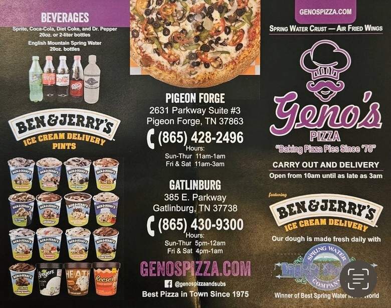 Geno's Pizza - Pigeon Forge, TN menu_pic