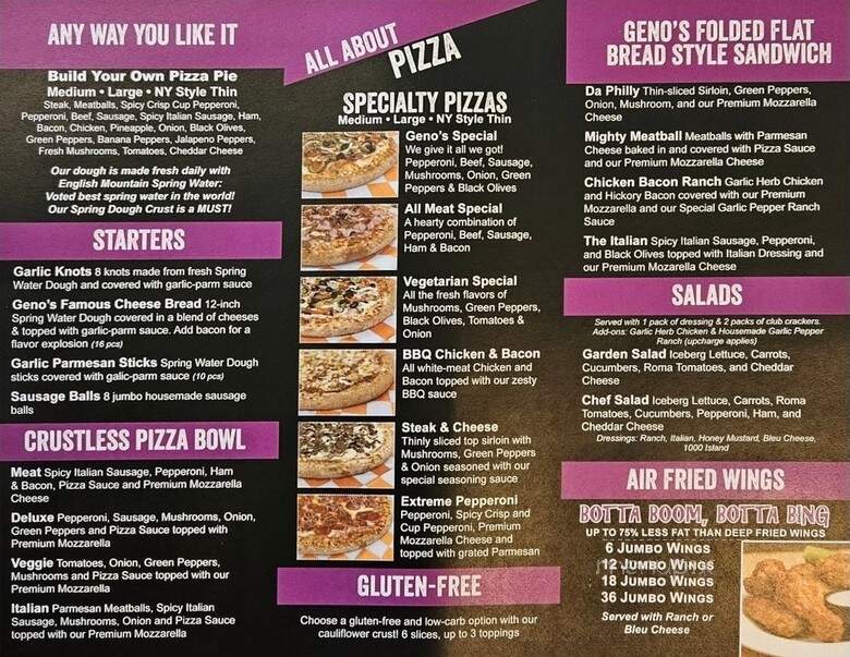 Geno's Pizza - Pigeon Forge, TN menu_pic