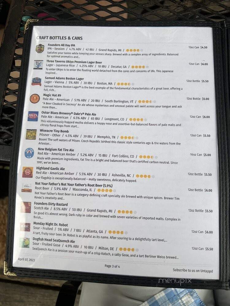 Hair Of The Dog Pub - Chattanooga, TN menu_pic