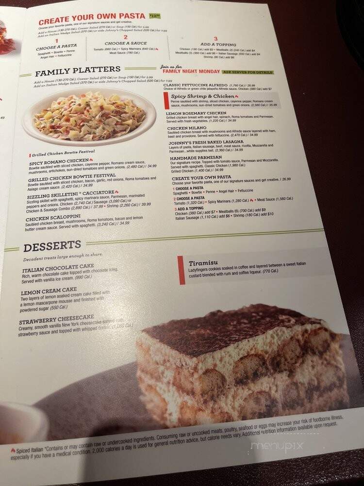 Johnny Carino's Italian - Pigeon Forge, TN menu_pic