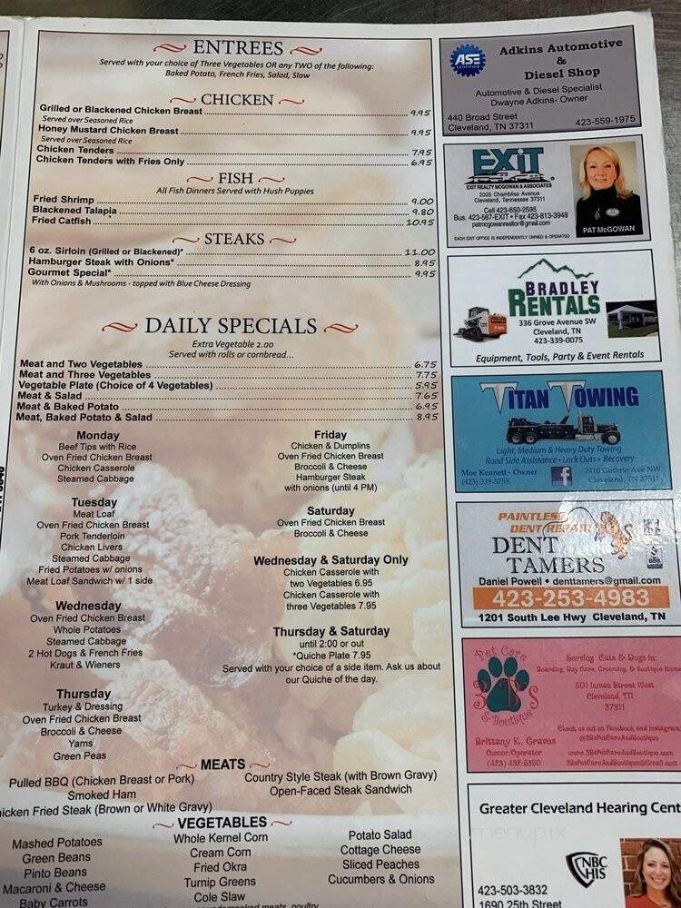 Little Old Fort Inn - Cleveland, TN menu_pic