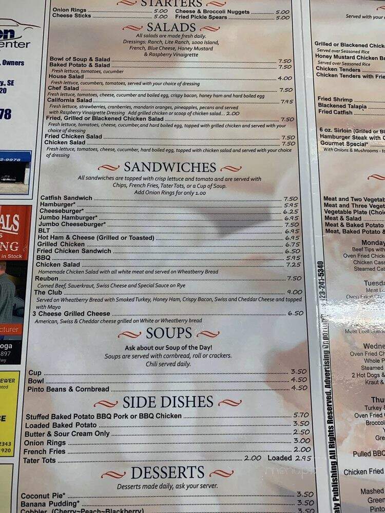 Little Old Fort Inn - Cleveland, TN menu_pic