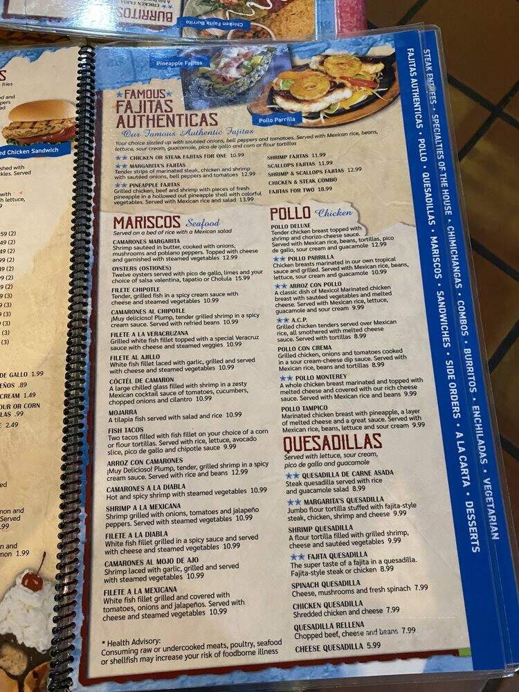 Margaritas Mexican Restaurant - Maryville, TN menu_pic