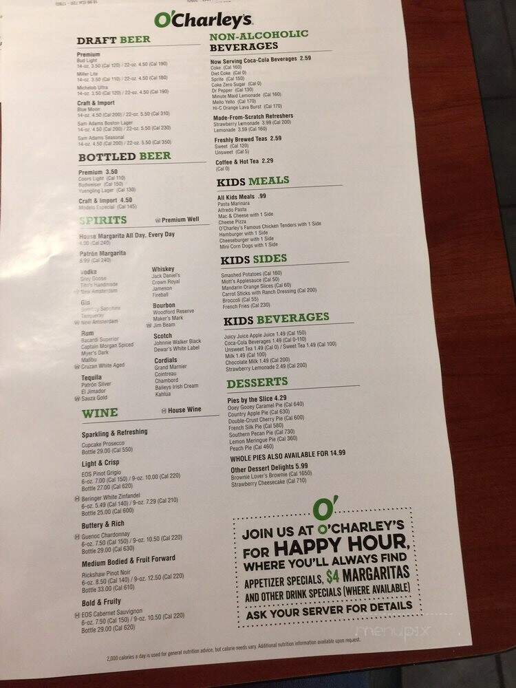 O'Charley's - Clarksville, TN menu_pic