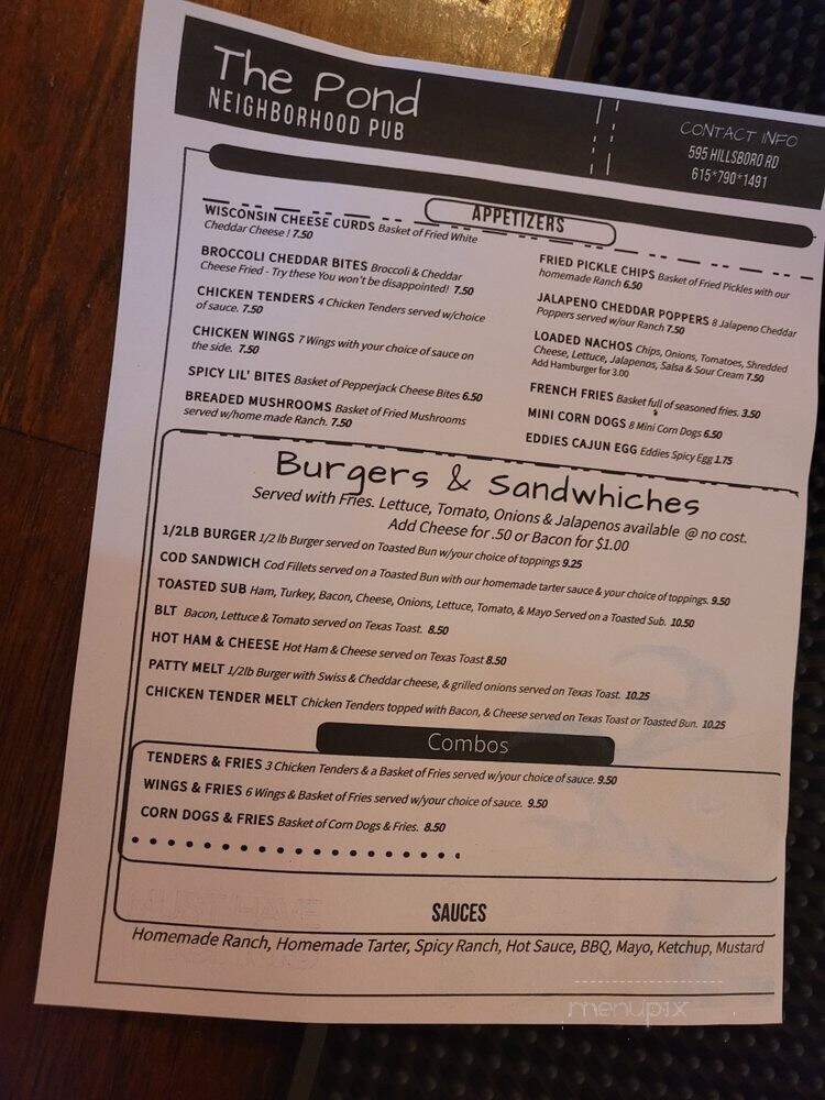 Pond - Franklin, TN menu_pic