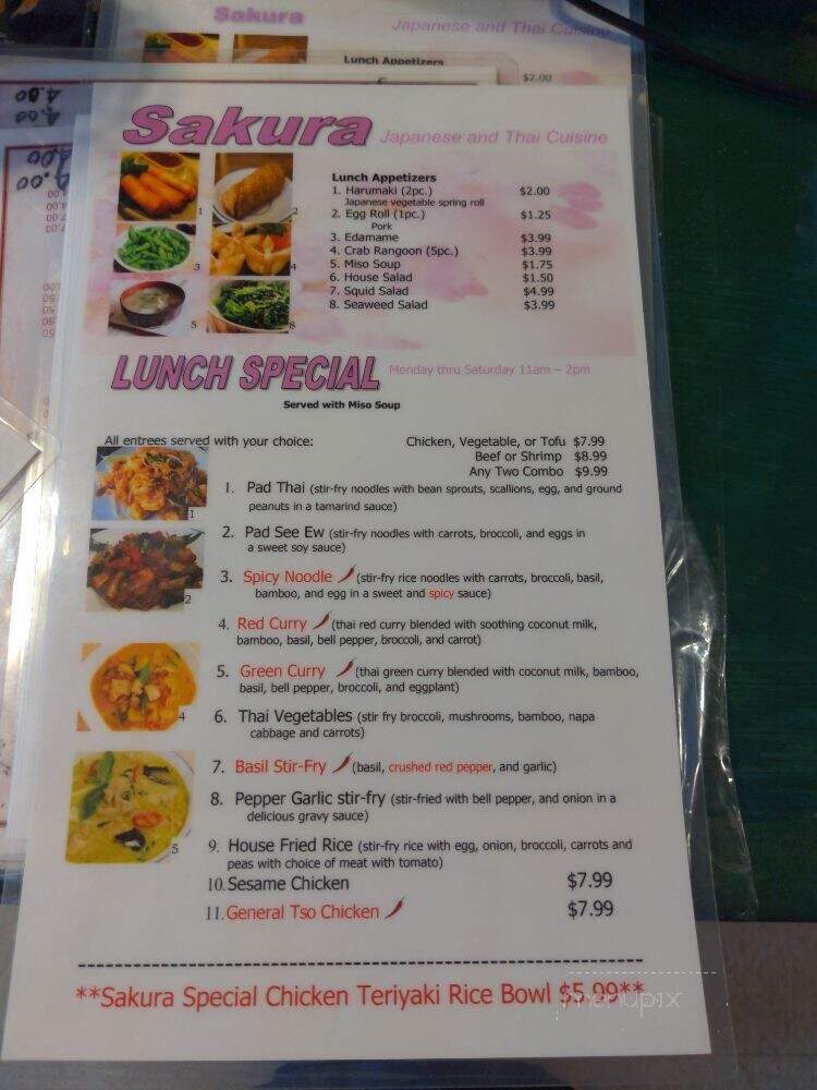 Sakura Japanese Rest & Sushi - Franklin, TN menu_pic