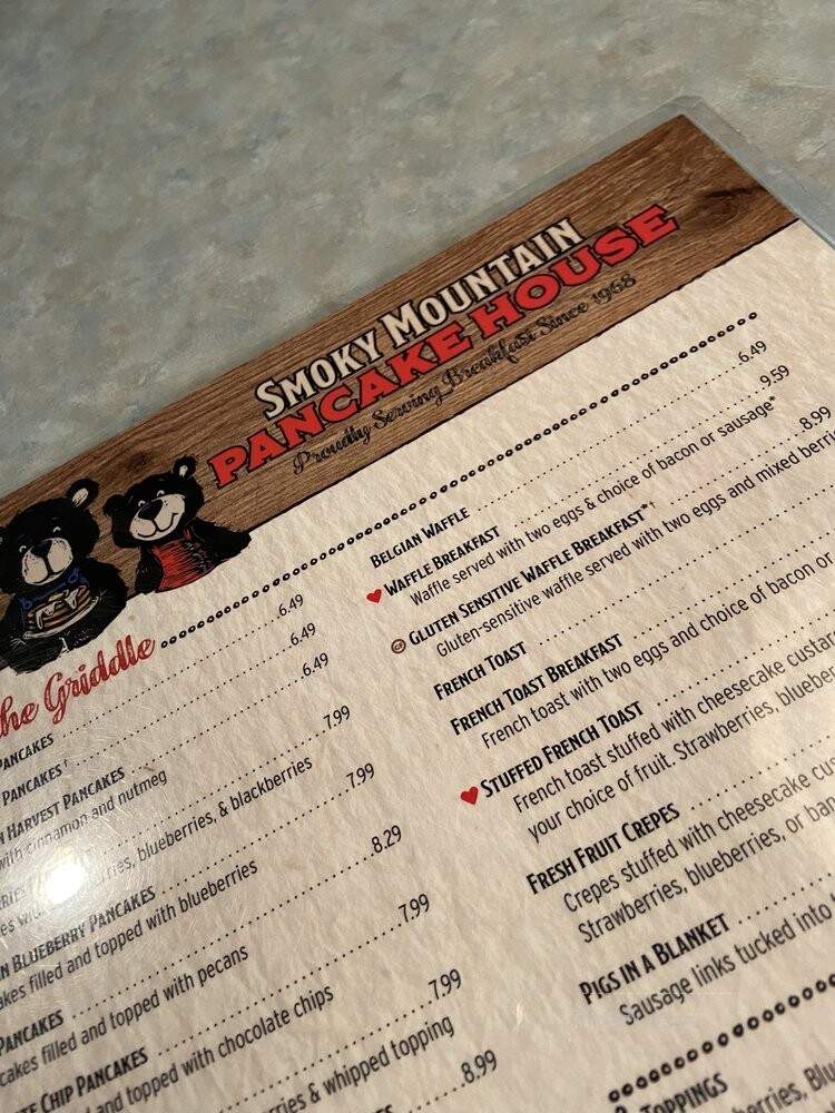 Smoky Mountain Pancake House - Pigeon Forge, TN menu_pic