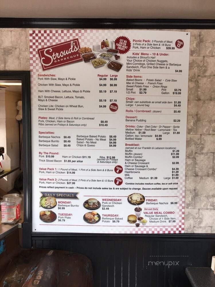 Stroud's Barbeque - Franklin, TN menu_pic