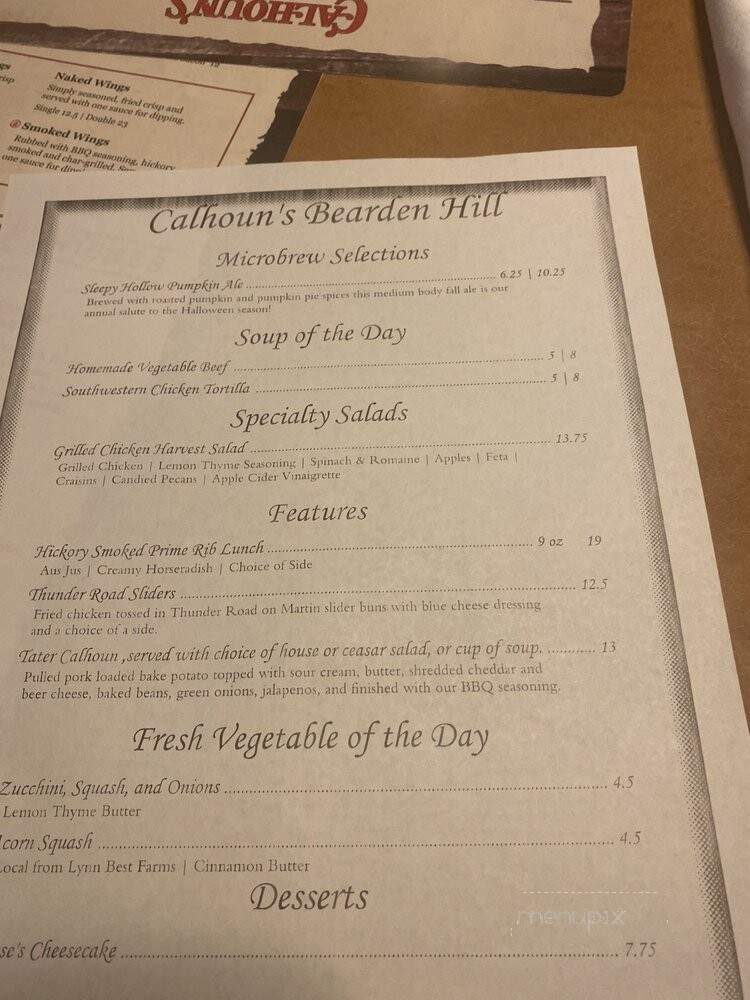 Calhoun's - Knoxville, TN menu_pic
