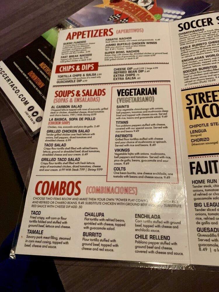 Soccer Taco Mexican Sports Bar - Knoxville, TN menu_pic