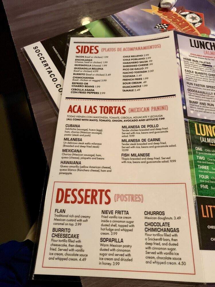 Soccer Taco Mexican Sports Bar - Knoxville, TN menu_pic