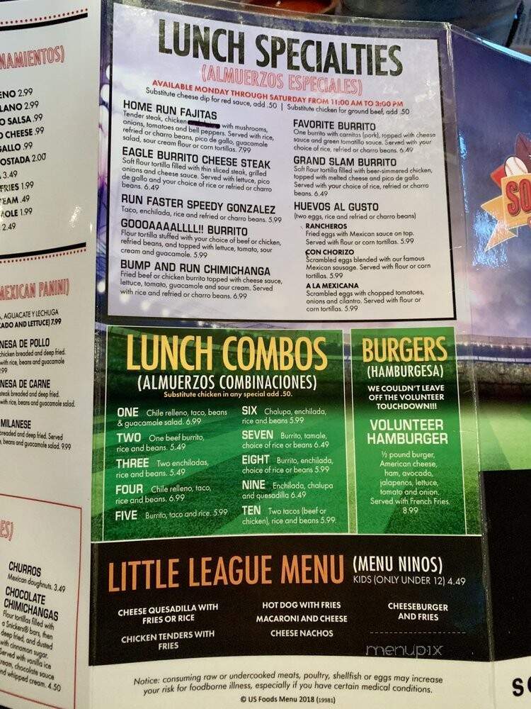 Soccer Taco Mexican Sports Bar - Knoxville, TN menu_pic