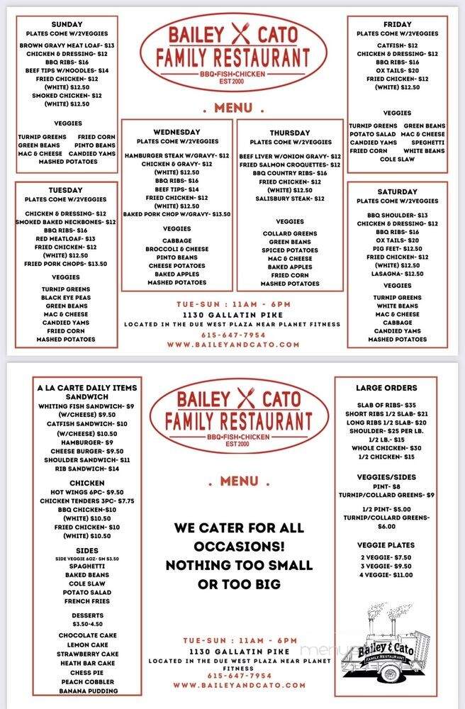 Bailey & Cato - Nashville, TN menu_pic