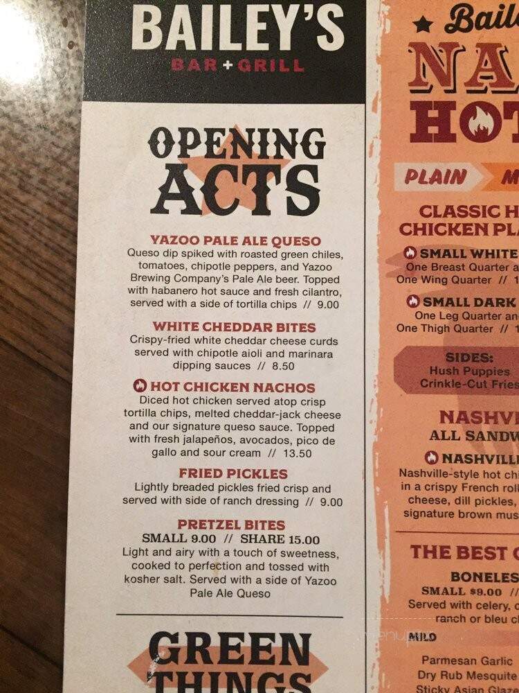 Bailey's Irish Hub - Nashville, TN menu_pic