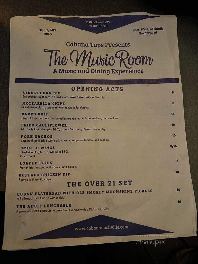 Cabana - Nashville, TN menu_pic