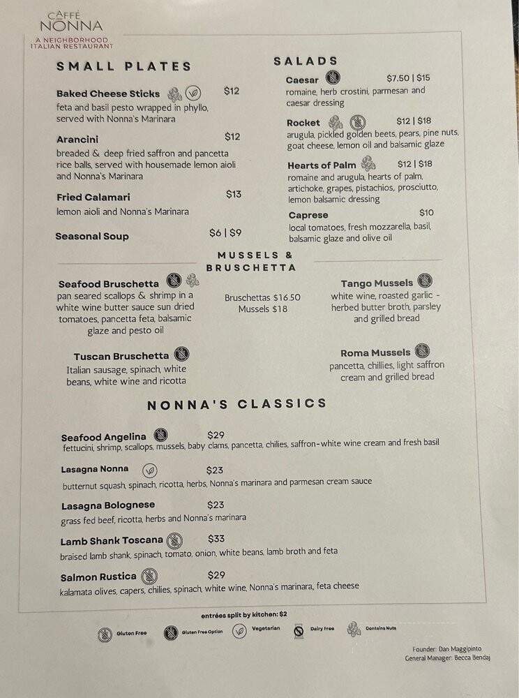 Cafe Nonna - Nashville, TN menu_pic