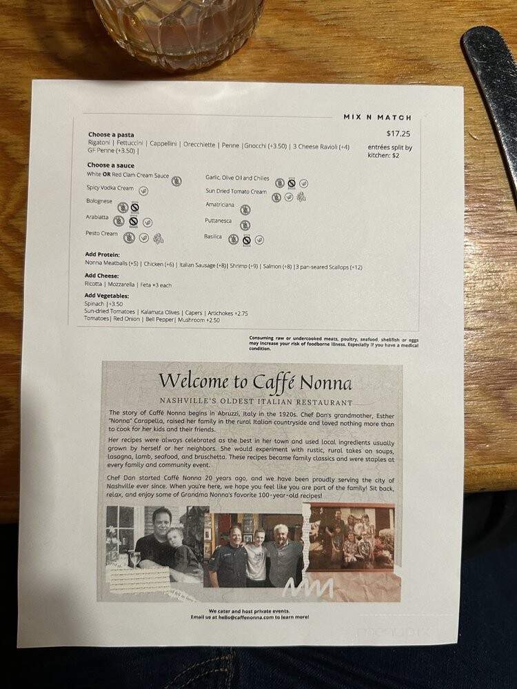 Cafe Nonna - Nashville, TN menu_pic