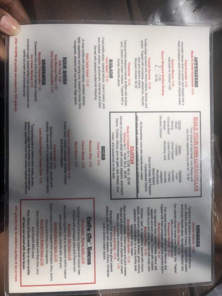 Cafe Ole' - Memphis, TN menu_pic