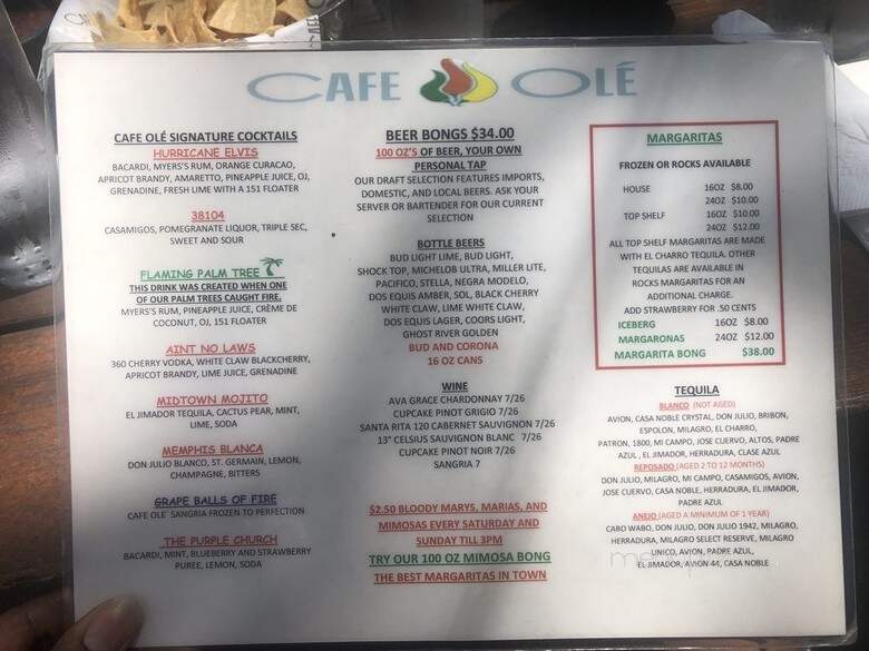 Cafe Ole' - Memphis, TN menu_pic
