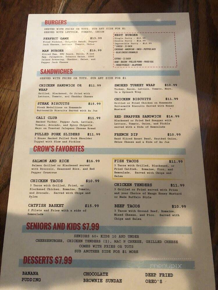 Crow's Nest - Nashville, TN menu_pic