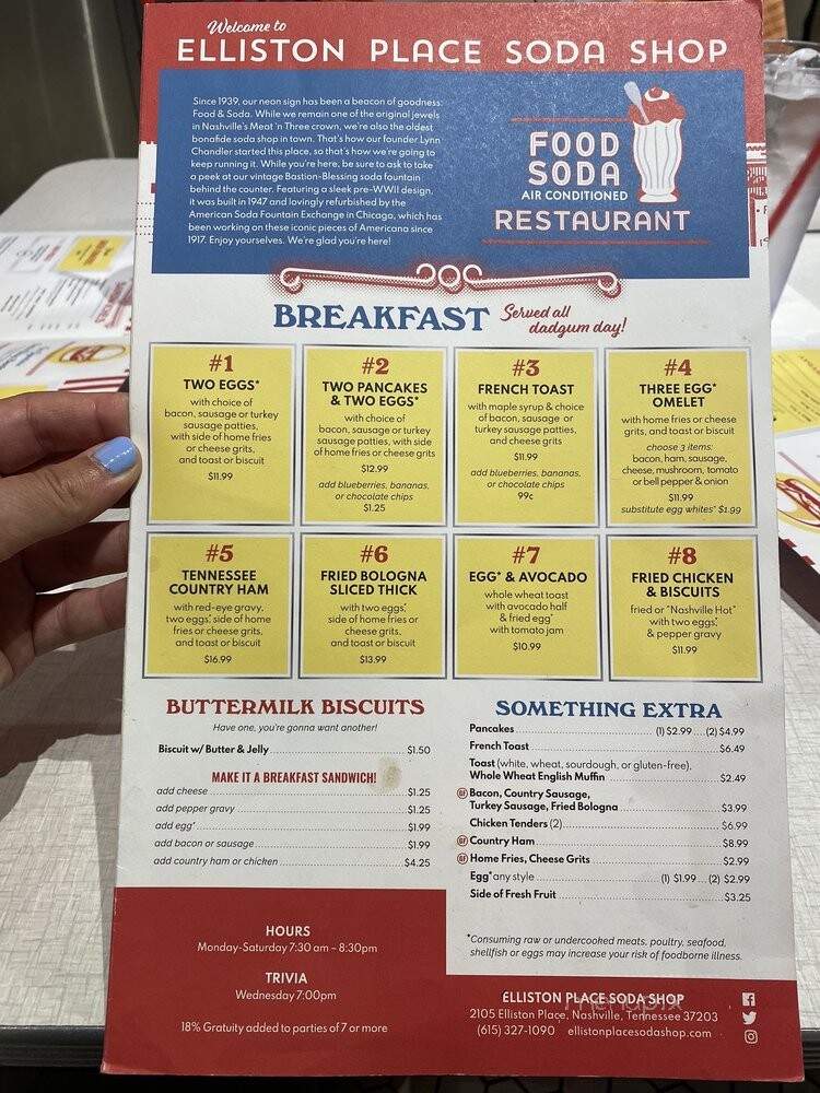Elliston Place Soda Shop - Nashville, TN menu_pic