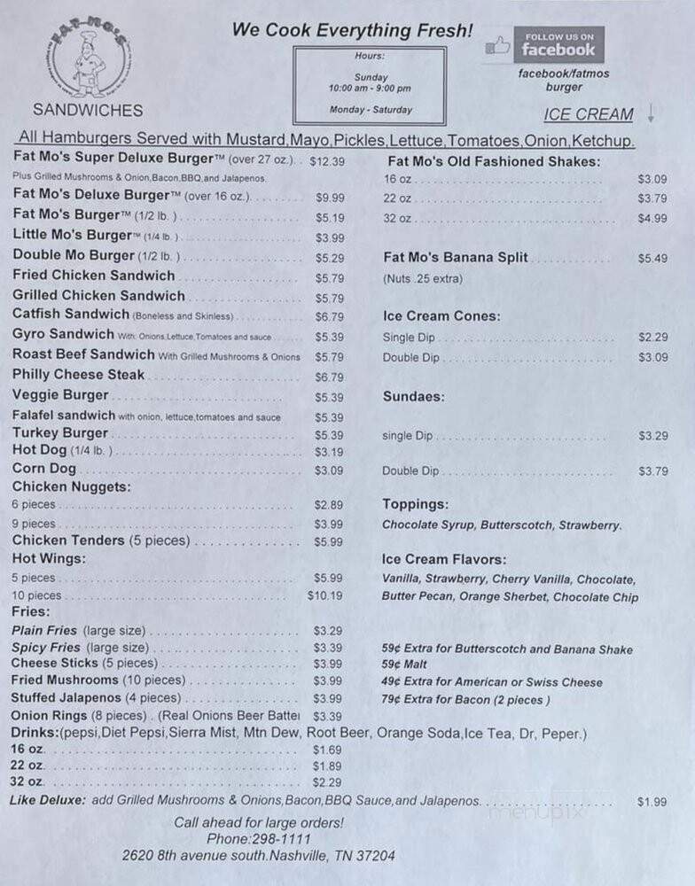 Fat Mo's Burgers - Nashville, TN menu_pic