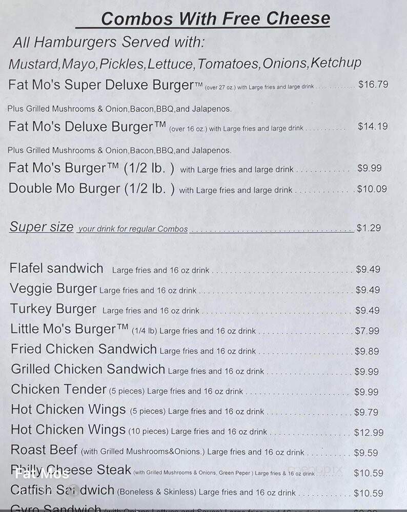 Fat Mo's Burgers - Nashville, TN menu_pic
