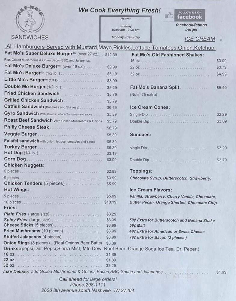 Fat Mo's Burgers - Nashville, TN menu_pic