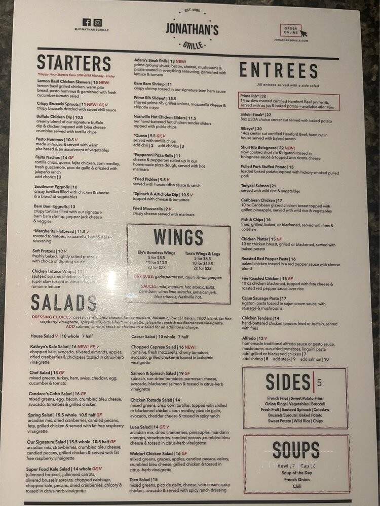 Jonathan's Grille III - Nashville, TN menu_pic