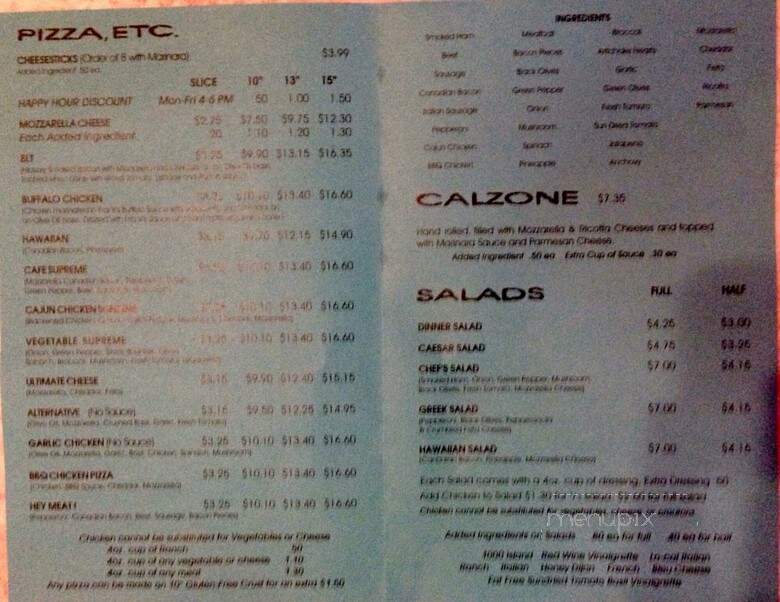 Memphis Pizza Cafe - Memphis, TN menu_pic