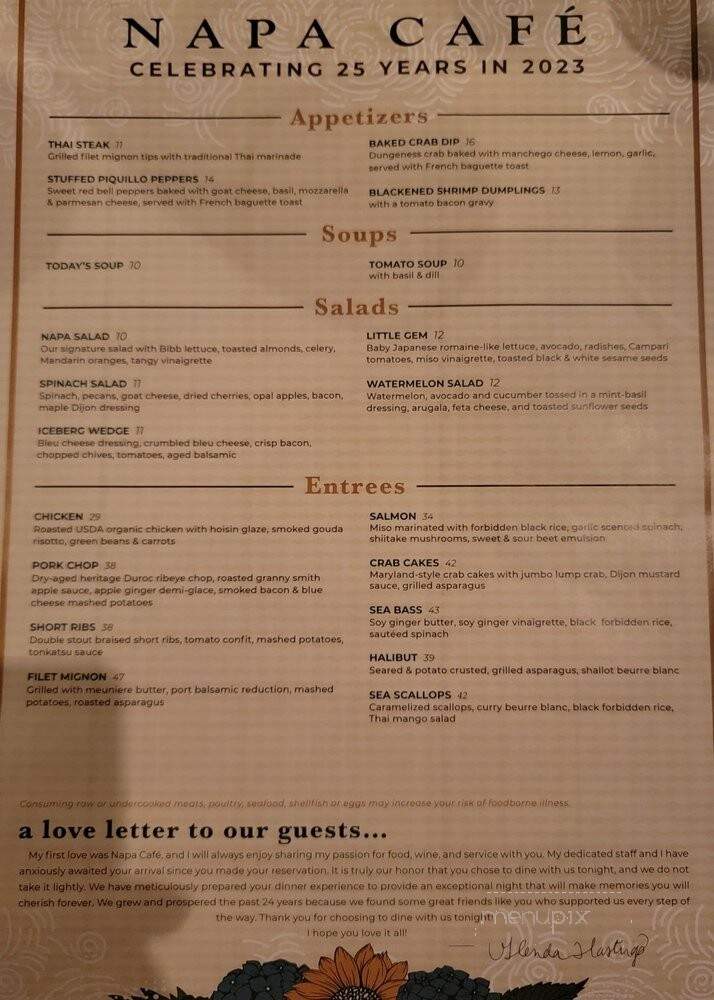 Napa Cafe - Memphis, TN menu_pic
