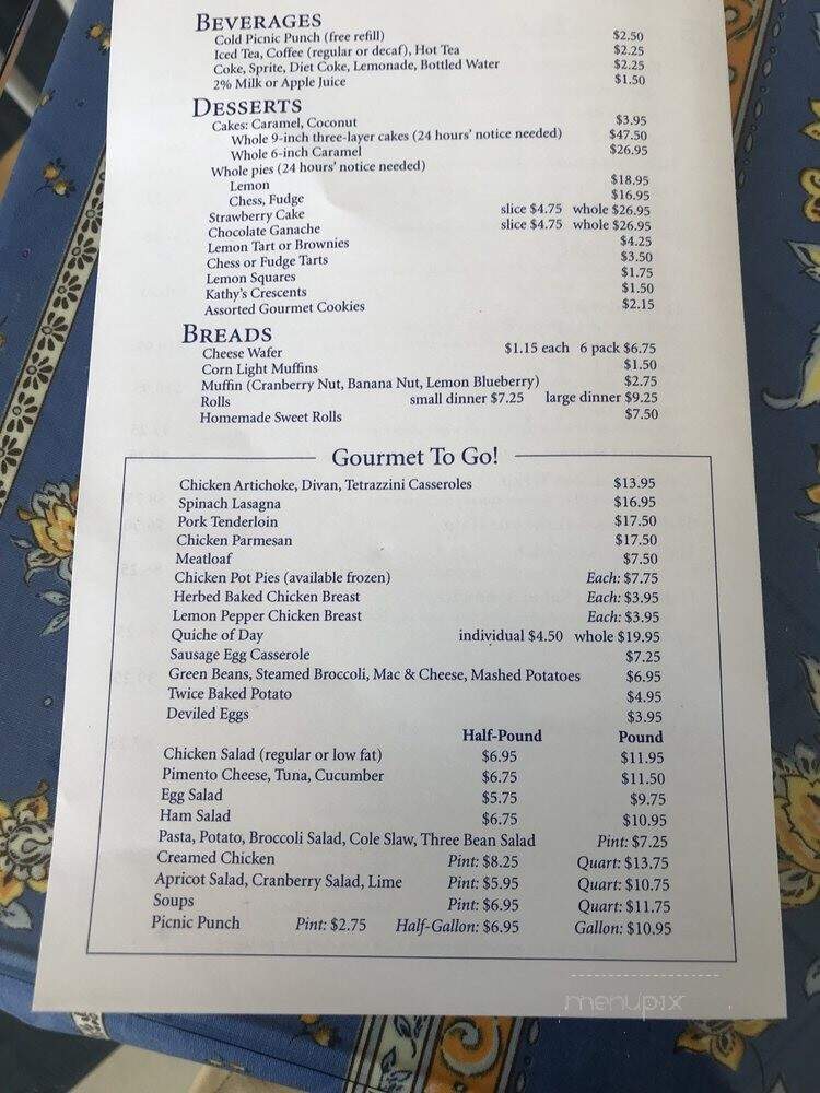 Picnic Cafe - Nashville, TN menu_pic