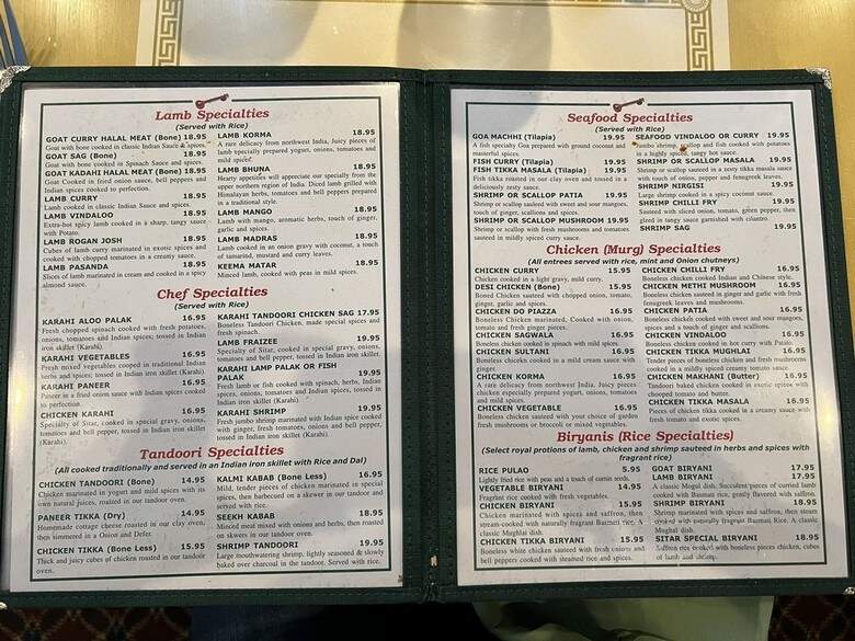 Sitar Indian Restaurant - Nashville, TN menu_pic