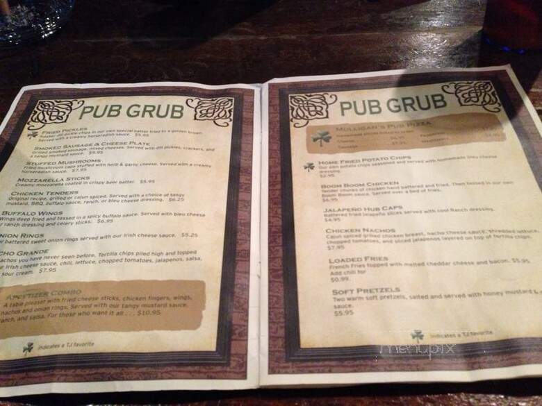 T J Mulligans - Cordova, TN menu_pic