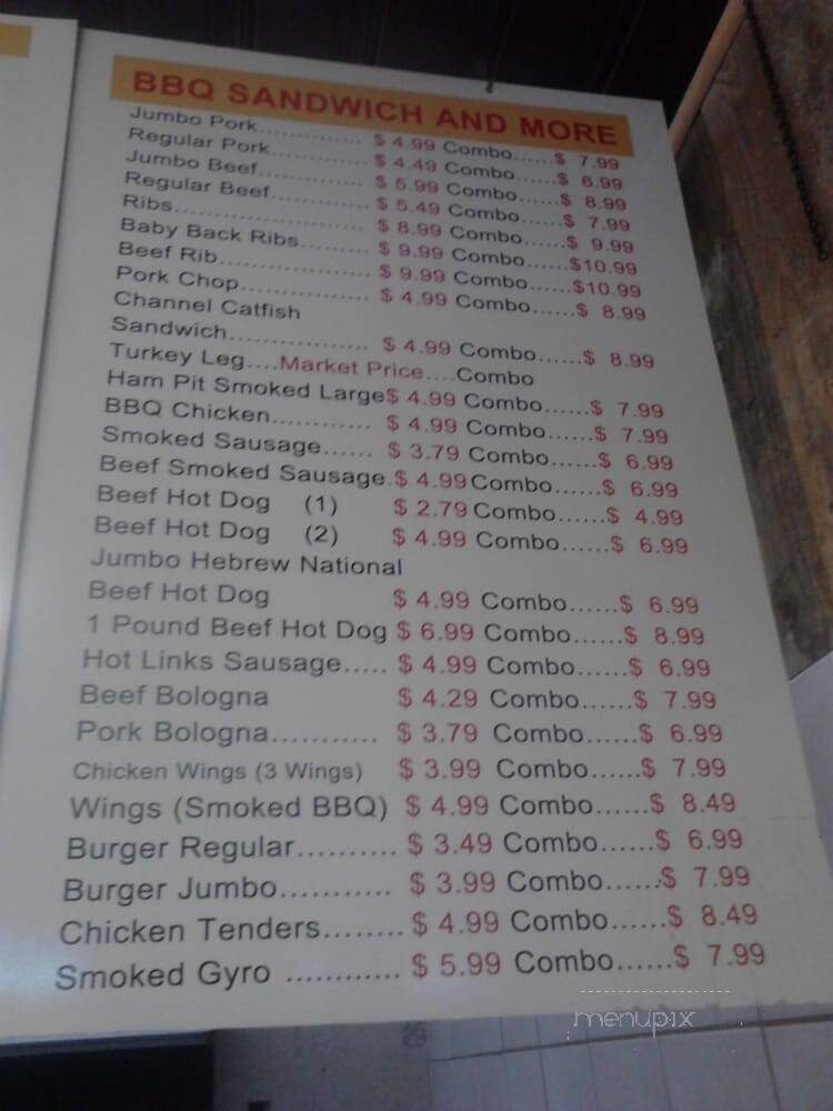 Tom's Barbecue & Deli - Memphis, TN menu_pic