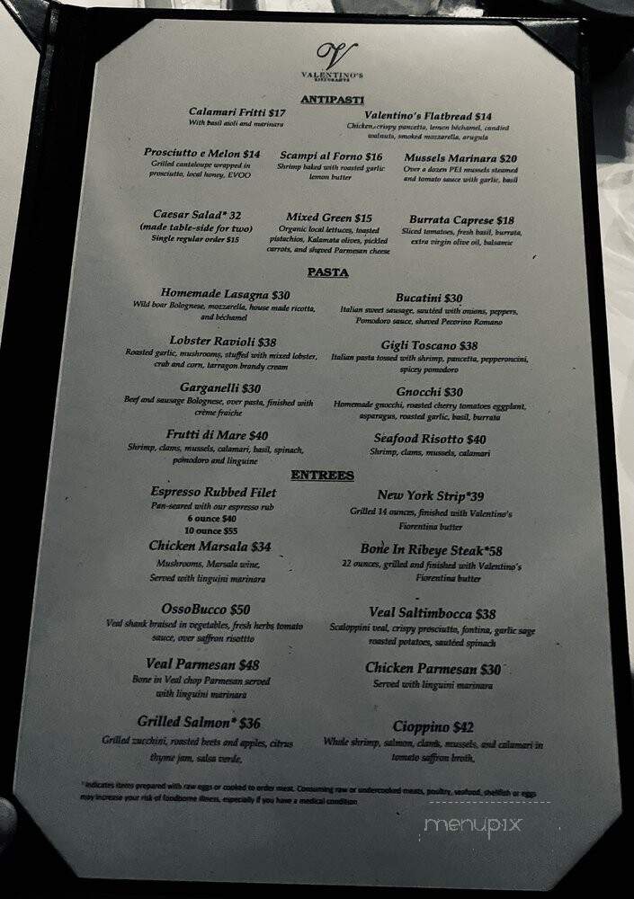 Valentino's Ristorante - Nashville, TN menu_pic