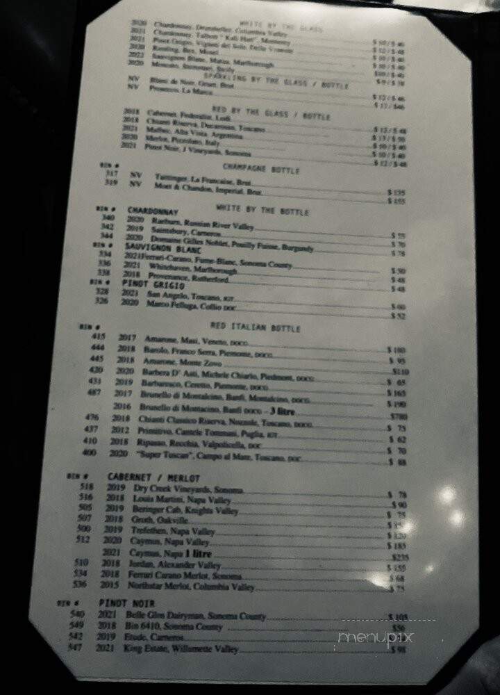 Valentino's Ristorante - Nashville, TN menu_pic