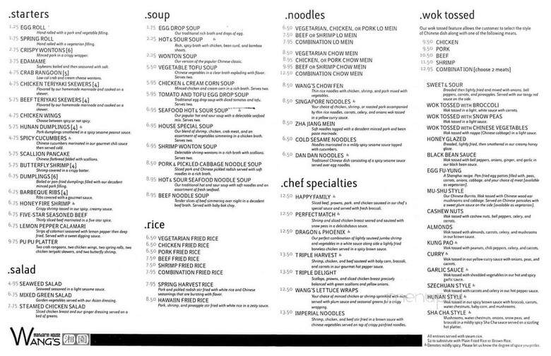 Wang's Mandarin House - Memphis, TN menu_pic